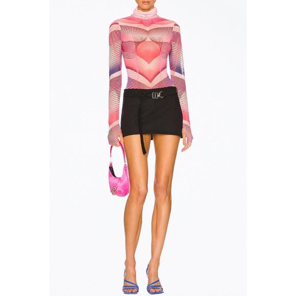 NEW AFRM zadie power mesh turtleneck top in modern geo - Picture 1 of 3